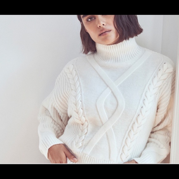 Elizabeth and James Sweaters - Elizabeth and James Turtleneck Sweater Cable